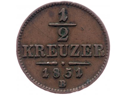 1/2 Krejcar 1851-E-1868-1