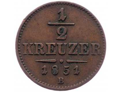 1/2 Krejcar 1851-E-1871-1