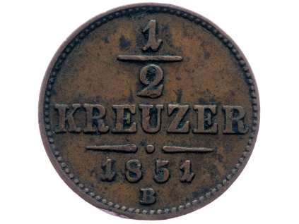 1/2 Krejcar 1851-E-1880-1