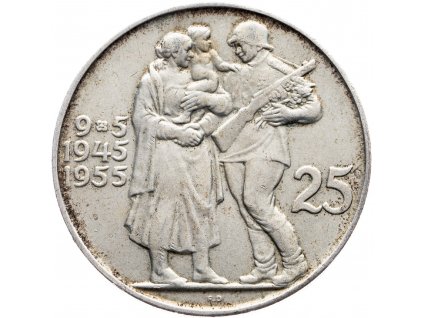 7245 25 koruna 1955 10 vyroci osvobozeni ceskoslovenska