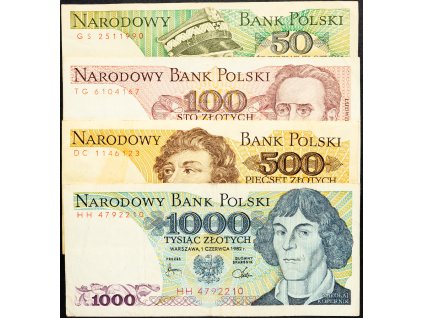 50, 100, 500, 1000 Zlotych  1982, 1988-B-8708-1