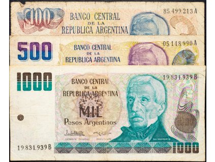 100, 500, 1000 Pesos Argentinos 1983-1985-B-8908-1
