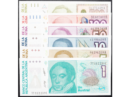 1, 5, 10, 50, 100, 500 Australes 1985-1990-B-12954-1