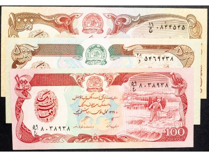 100, 500, 1000 Afghanis 1990, 1991, 1991-B-12384-1