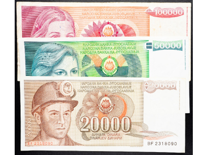 20000, 50000, 100000 Dinara 1987, 1988, 1989-B-13382-1