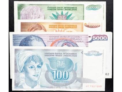 100, 5000, 10000, 50000 Dinara 1992, 1985, 1992, 1992-B-13381-1