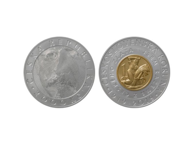 2019 2000 kc bimetalova pametni mince 100 vyroci zavedeni ceskoslovenske meny bimetal cnb