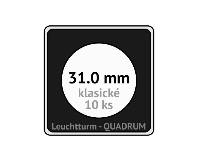 quadrum klasicke hranate kapsle 31 mm na mince ctvercove bublinky mincovni pouzdra 50x50 mm 10ks leuchtturm 323305 lighthouse