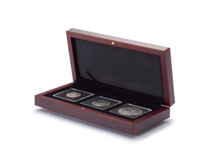 volterra 3 quadrum drevene etue na tri mince 3 kazeta krabicka na 3 ctvercove kapsle quadrum 50x50mm leuchtturm 339049