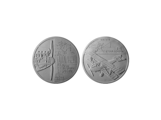 2019 200 kc sadrovy model stribrne pametni mince 100 vyroci sestrojeni prvniho letounu ceskoslovenske vyroby bohemia b5