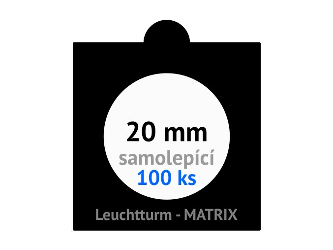 matrix cerne samolepici mincovni ramecky na mince prumer 20 mm baleni 100 ks 5x5 cm leuchtturm 361061