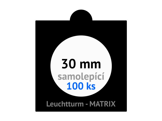 matrix cerne samolepici mincovni ramecky na mince prumer 30 mm baleni 100 ks 5x5 cm leuchtturm 361065