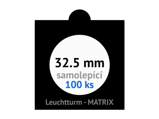 matrix cerne samolepici mincovni ramecky na mince prumer 32 5 mm baleni 100 ks 5x5 cm leuchtturm 361066