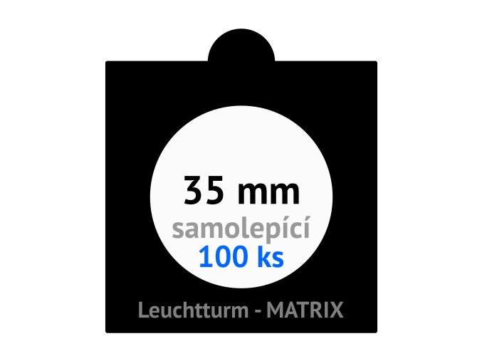 matrix cerne samolepici mincovni ramecky na mince prumer 35 mm baleni 100 ks 5x5 cm leuchtturm 361067