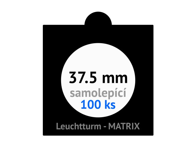 matrix cerne samolepici mincovni ramecky na mince prumer 37 5 mm baleni 100 ks 5x5 cm leuchtturm 361068