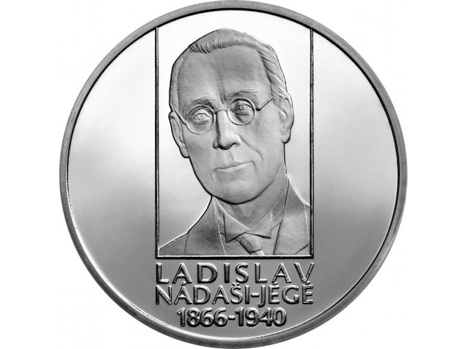Slovenská pamětní stříbrná mince v hodnotě 10 EUR k 150. výročí narození Ladislava Nádaši-Jégého.
