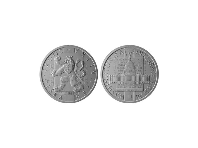 2018 500 kc sadrovy model cnb stribrna pametni mince prijeti washingtonske deklarace 100 vyroci