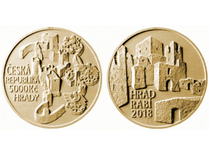 2018 5000 kc zlata mince hrad rabi asamat baltaev umelecky navrh
