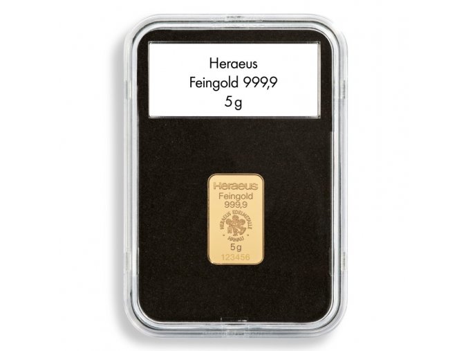 quickslab Goldbar slabs obdelnikove kapsle na zlate slitky Heraeus 1g 5g 10g 1oz 50g s cernou vlozkou s vyrezem a kartickou na popisky leuchtturm 367872 lighthouse