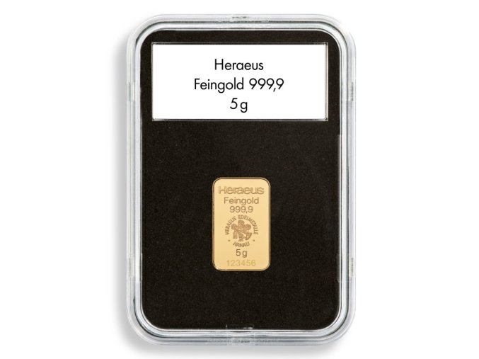 quickslab Goldbar slabs obdelnikove kapsle na zlate slitky Heraeus 1g 5g 10g 1oz 50g s cernou vlozkou s vyrezem a kartickou na popisky leuchtturm 367872 lighthouse