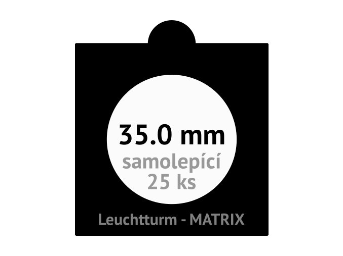 matrix cerne samolepici mincovni ramecky na mince prumer 35 mm baleni 25 ks 5x5 cm leuchtturm 345692 lighthouse