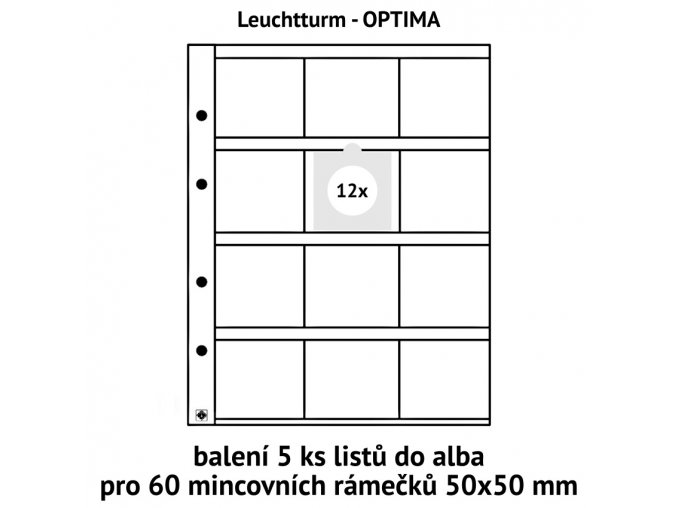 baleni listy 5ks obal do alba optima folie pro 60ks mincovni ramecky 50x50mm leuchtturm 309197 lighthouse