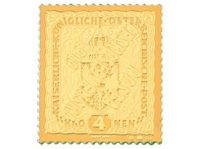 zlata nejvzacnejsi ceskoslovenska znamka 4 kronen prevraceny pretisk posta ceskoslovenska 1919 au mincovna kremnica stefan novotny