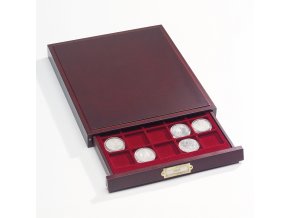 LIGNUM stohovatelný mincovní box - verze na 20 čtvercových kapslí / kart. rámečků 50x50 mm / mincí do O 50 mm - Leuchtturm 323232