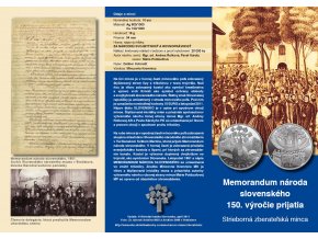 letak strieborna zberatelska minca memorandum naroda slovenskeho 150 vyrocie prijatia 10 eur 2011 predni strana