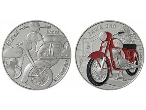 2022 500 kc stribrna pametni mince cnb slavne dopravni prostredky mince motocykl jawa 250 proof