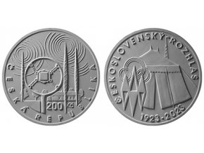 sadrovy model pametni mince ceskoslovensky rozhlas cnb 100 vyroci zahajeni pravidelneho vysilani ceskoslovenskeho rozhlasu