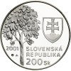 Na líci mince je v pravé horní části umístěn státní znak, pod kterým je název státu SLOVENSKÁ REPUBLIKA a označení nominální hodnoty mince 200 Kč.