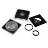 univerzalni quadrum klasicke hranate kapsle na mince o prumeru 16 az 41 mm ctvercove bublinky s cernou vlozkou s nastavitelnym prumerem vyrezu vyndavatelne distancni krouzky leuchtturm 369196