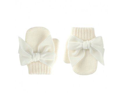 one finger mittens velvet bow beige