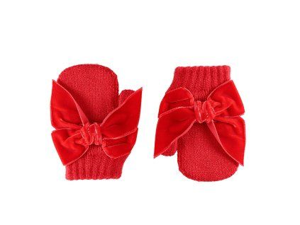 one finger mittens velvet bow red