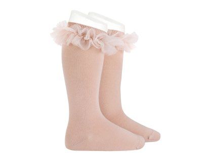 tulle ruffle knee high socks old rose