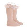 tulle ruffle knee high socks old rose