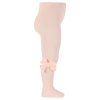 side velvet bow cotton tights nude