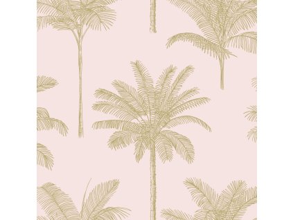 Tapeta Palm trees soft pink and gold