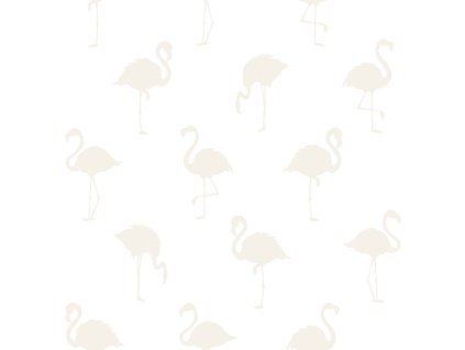 Tapeta Flamingos silver and white