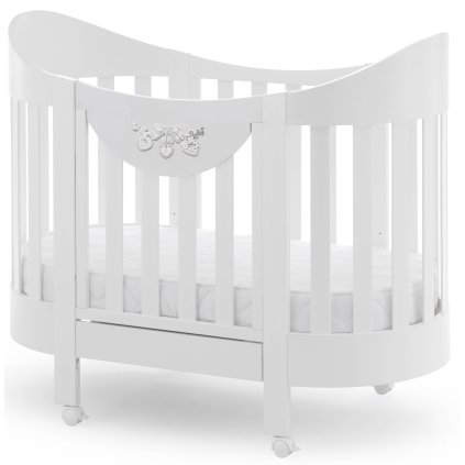 oválna detská postieľka s matracom a komplet výbavou Romantic biela nunobaby.sk