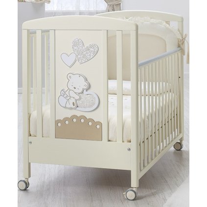 detská postieľka so spúšťacím bokom Love slonovinová nunobaby.sk