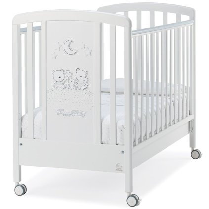 detská postieľka so spúšťacím bokom Happy Family biela nunobaby.sk