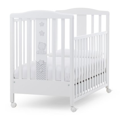 detská postieľka so spúšťacím bokom Pop Star biela/šedá nunobaby.sk