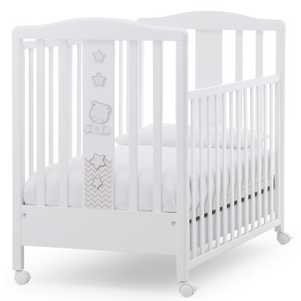 detská postieľka so spúšťacím bokom Pop Star biela/béžová nunobaby.sk