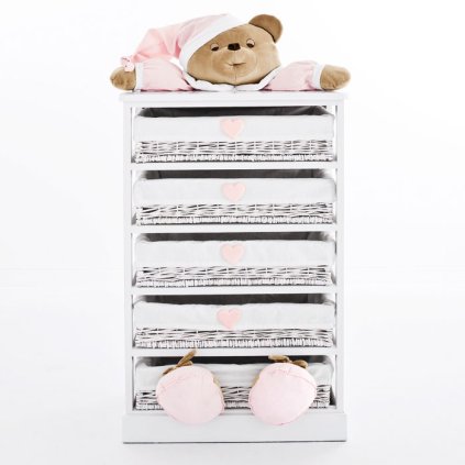 Nanán detská komoda s prútenými košíkmi Puccio ružová nunobaby.sk