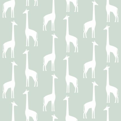 Tapeta Giraffes mint green