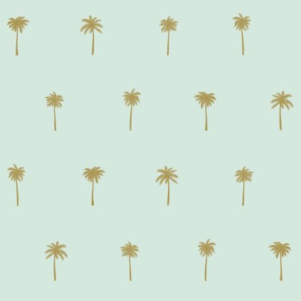 Tapeta Palm trees mint green and gold