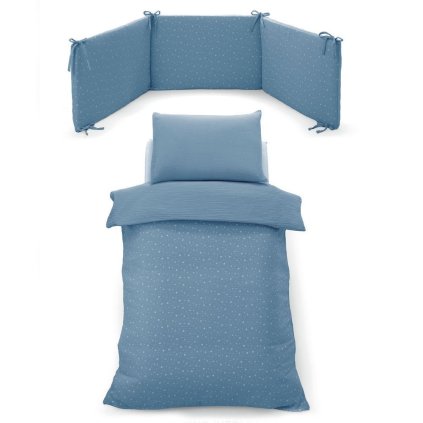 4ks set do detskej postieľky Muslin modrý nunobaby.sk