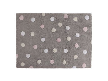 Lorena Canals pratelný koberec Tricolor Polka Dots Grey - Pink